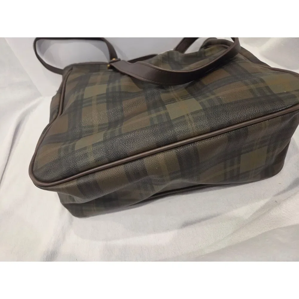Vintage 90s Charter Club Tartan Plaid Shoulder Tote Bag Dark Academia